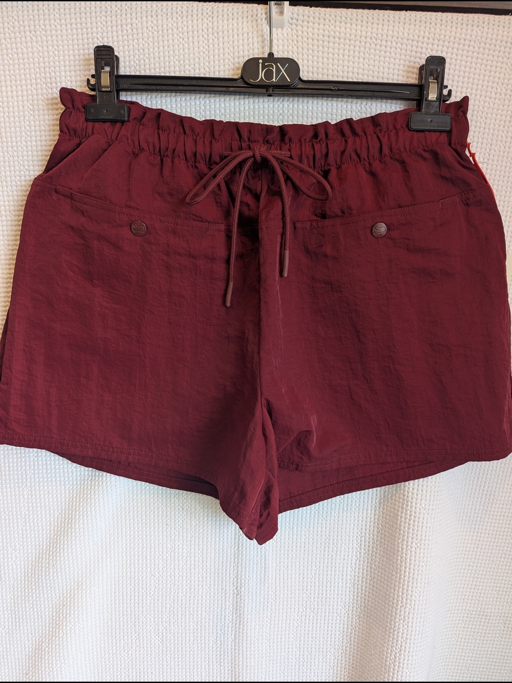 Woolrich Women's High-Waist Quick Dry Drawstring Shorts in Burgundy